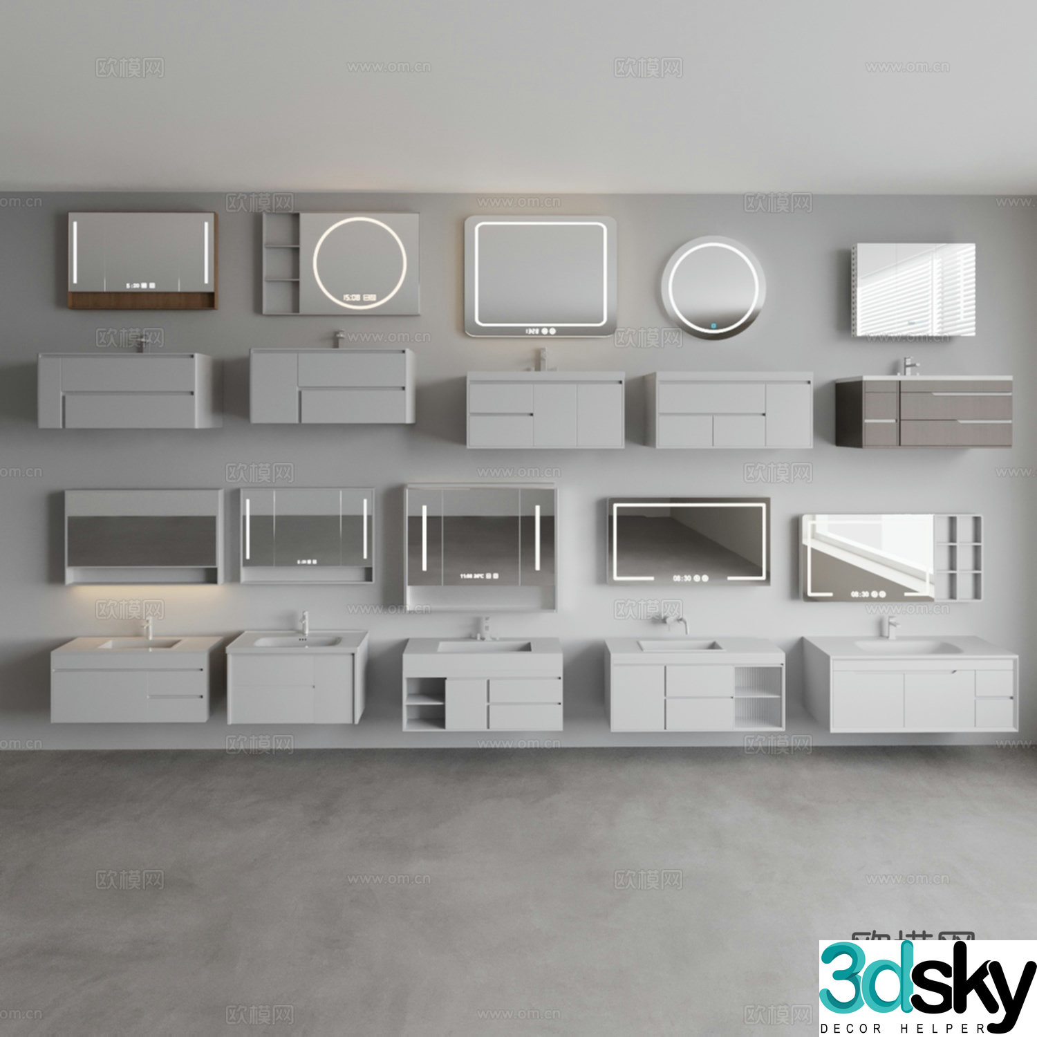 Bathroom cabinet combination 3D model