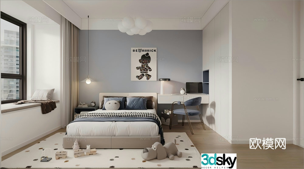 Modern children’s room_boys room 3D model
