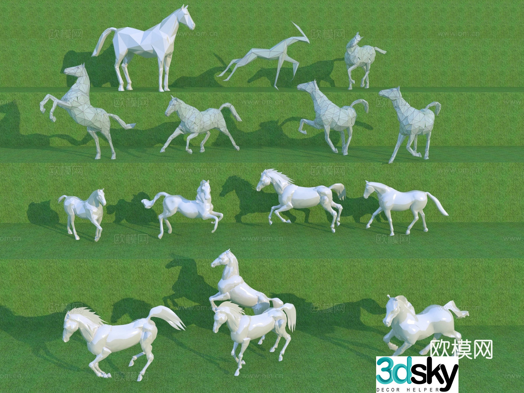 Modern sculpture sketch Sculpture horse 3d model