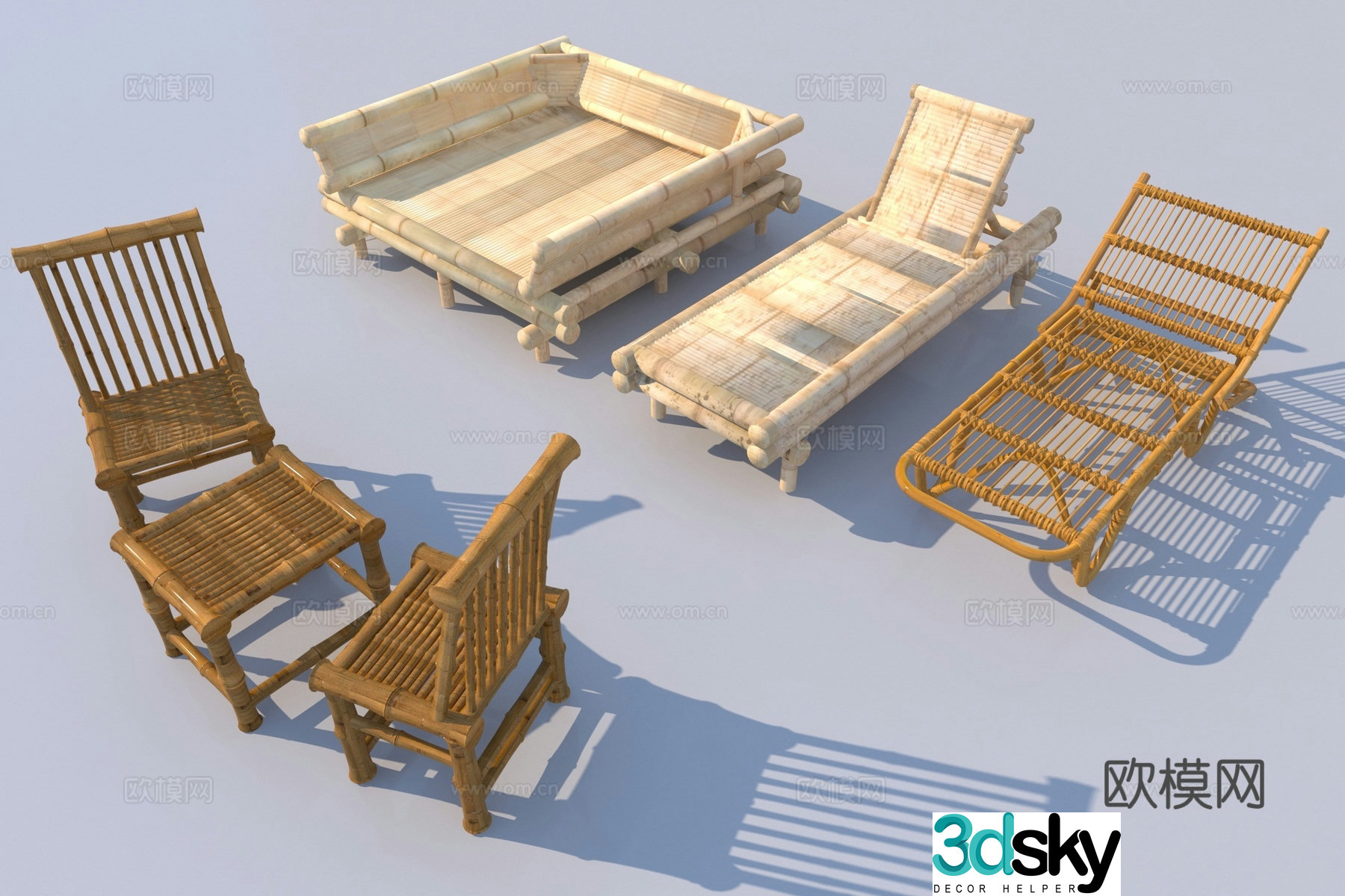 New Chinese outdoor chair 3D model
