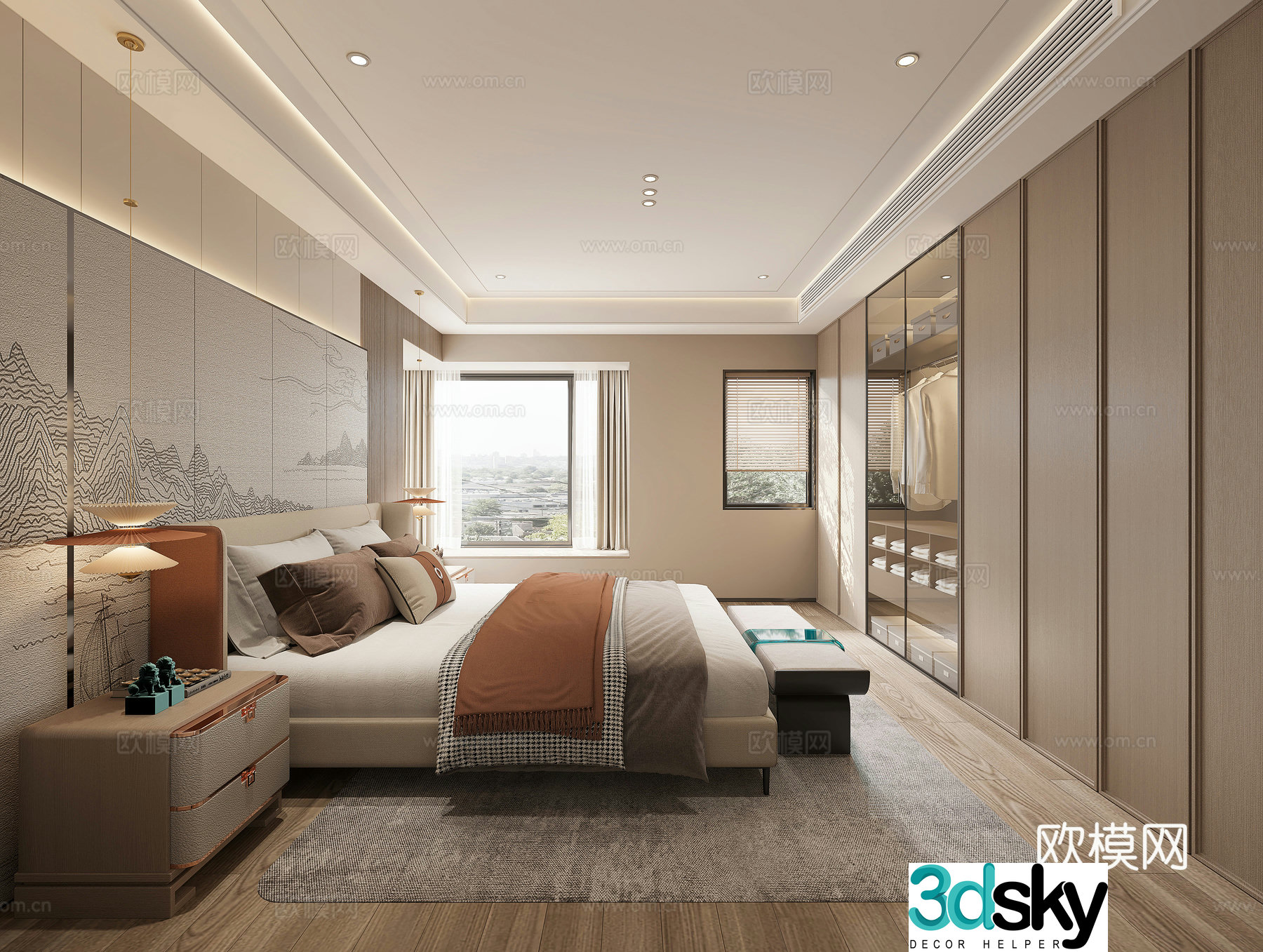 New Chinese bedroom 3D model