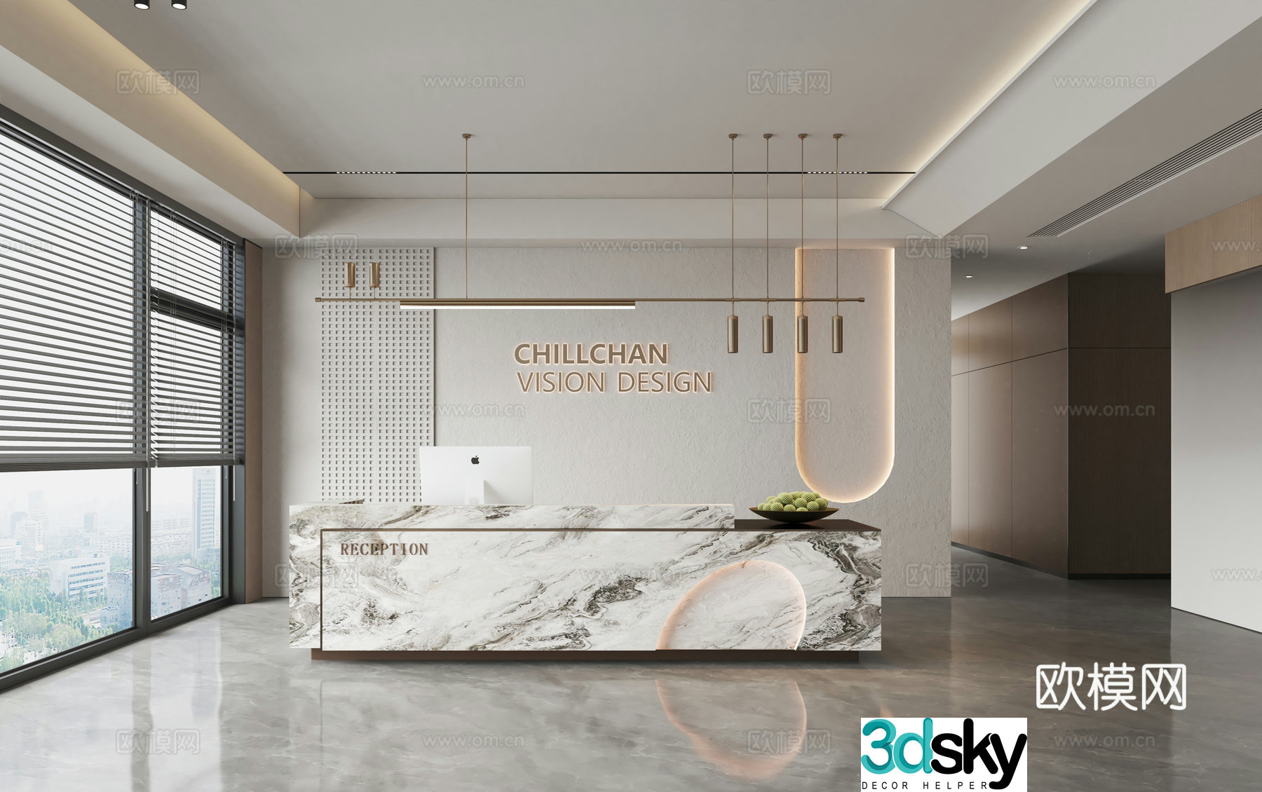 Modern company front desk 3D model