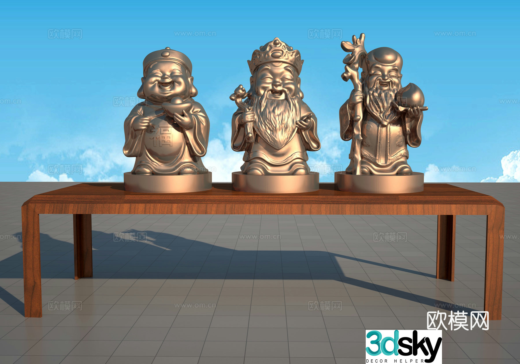 Fu Lu Shou cartoon 3d model