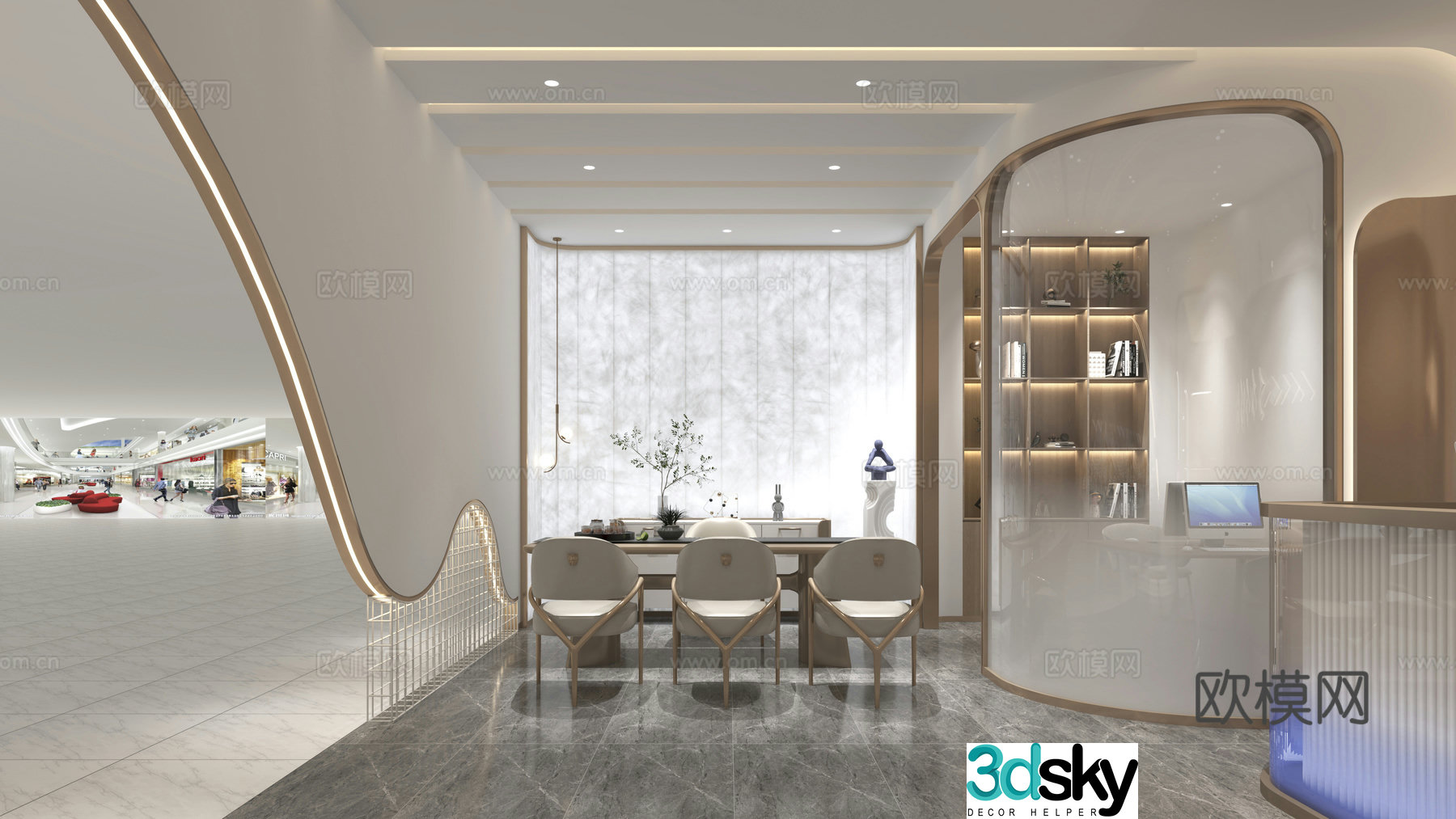 Modern shoe store lobby front desk casual waiting 3d model