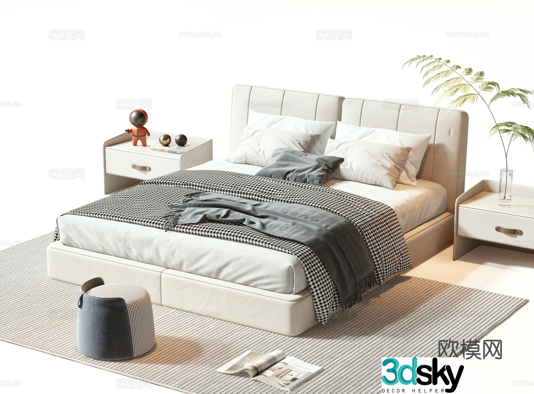 Modern double bed 3d model