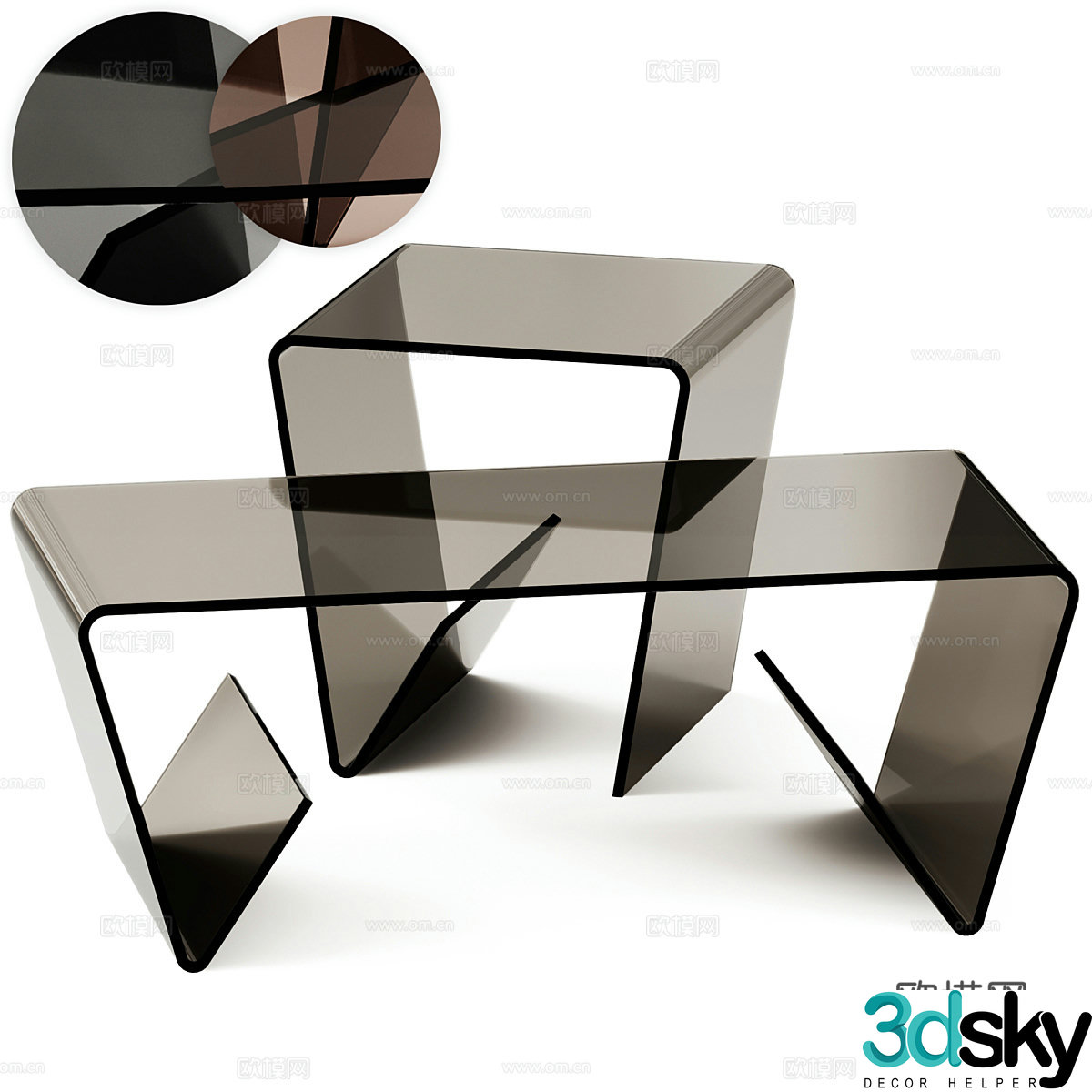 Modern Italian minimalist acrylic coffee table 3D model