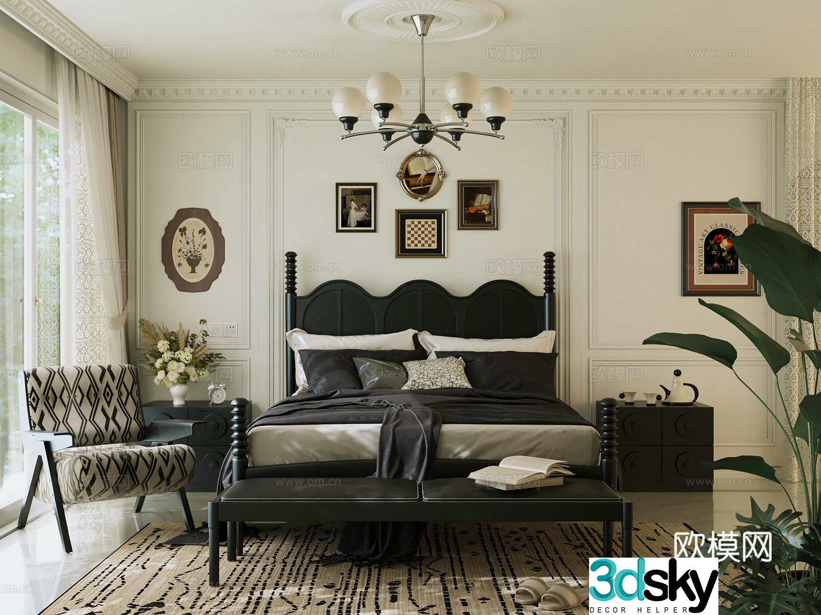Modern French bedroom 3d model