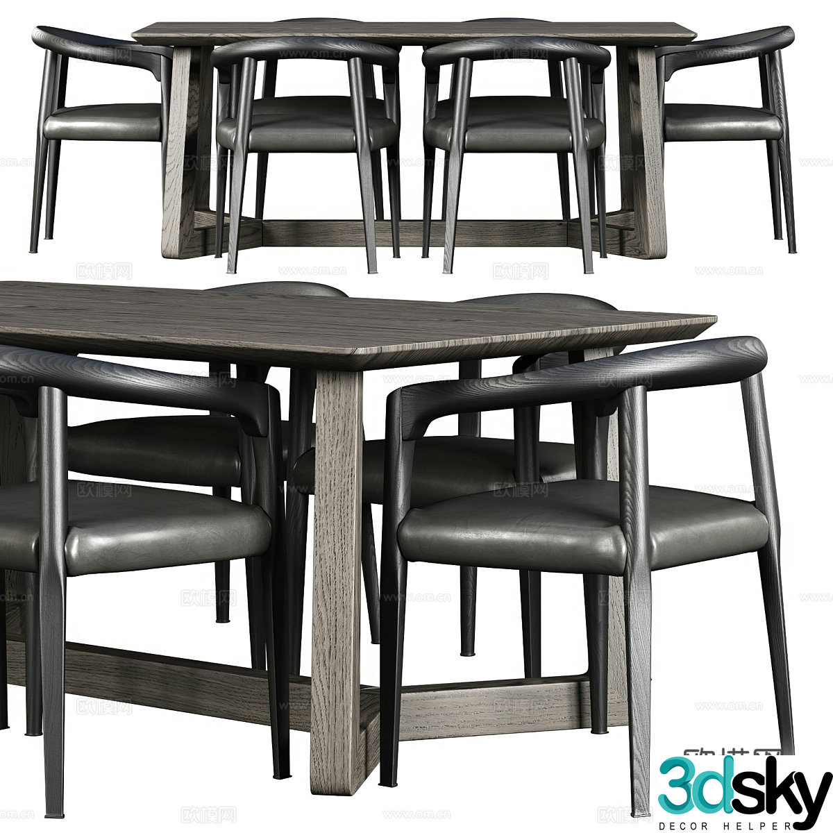 Modern Italian Edu Dining Table and Chair 3D Model