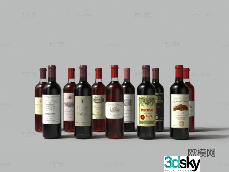 Modern wine bottle red wine 3d model
