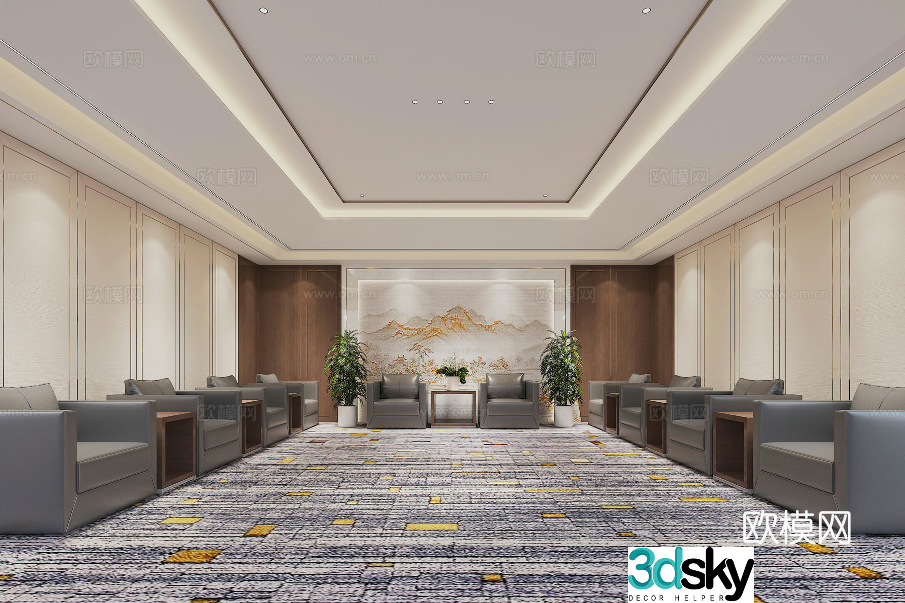 Modern reception room 3d model