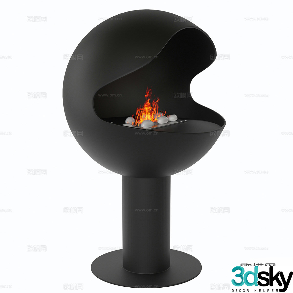 Modern Italian bio floor fireplace 3d model