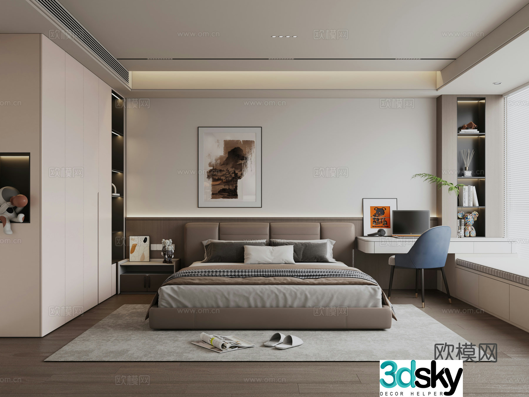 Modern Italian style bedroom 3d model