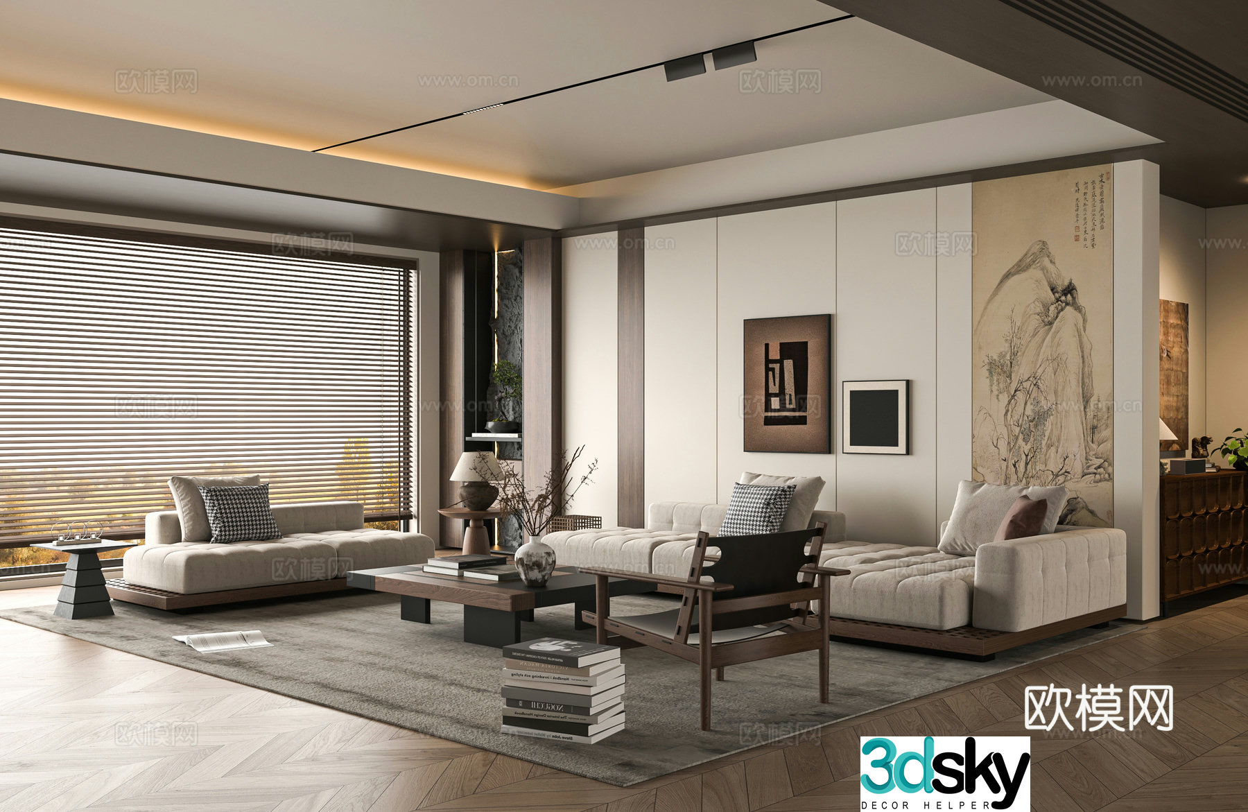 Middle-aged living room 3d model