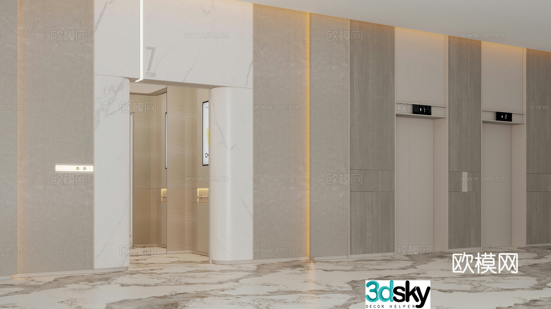 Elevator hall Stair hall Commercial hall 3d model