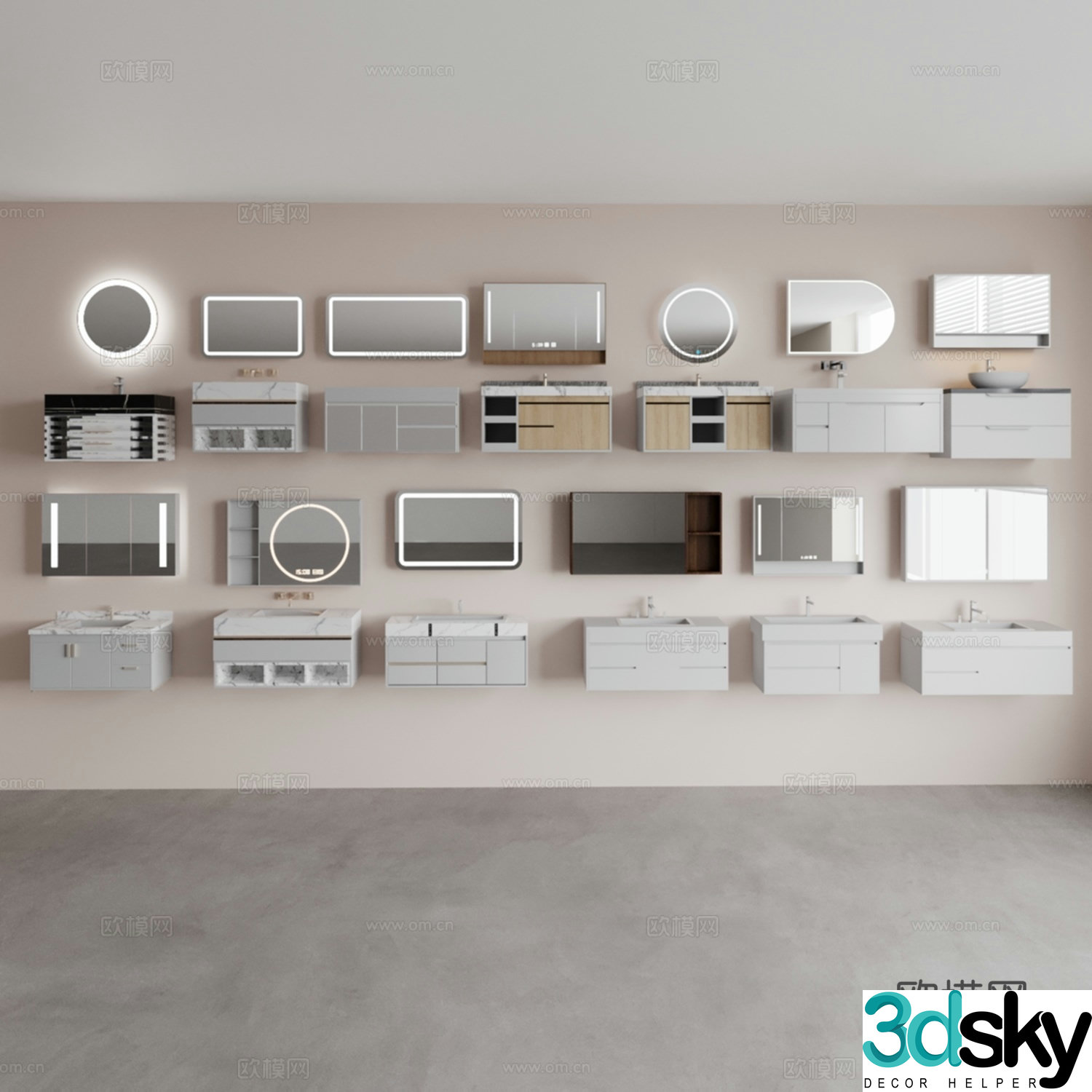 Bathroom cabinet combination 3D model