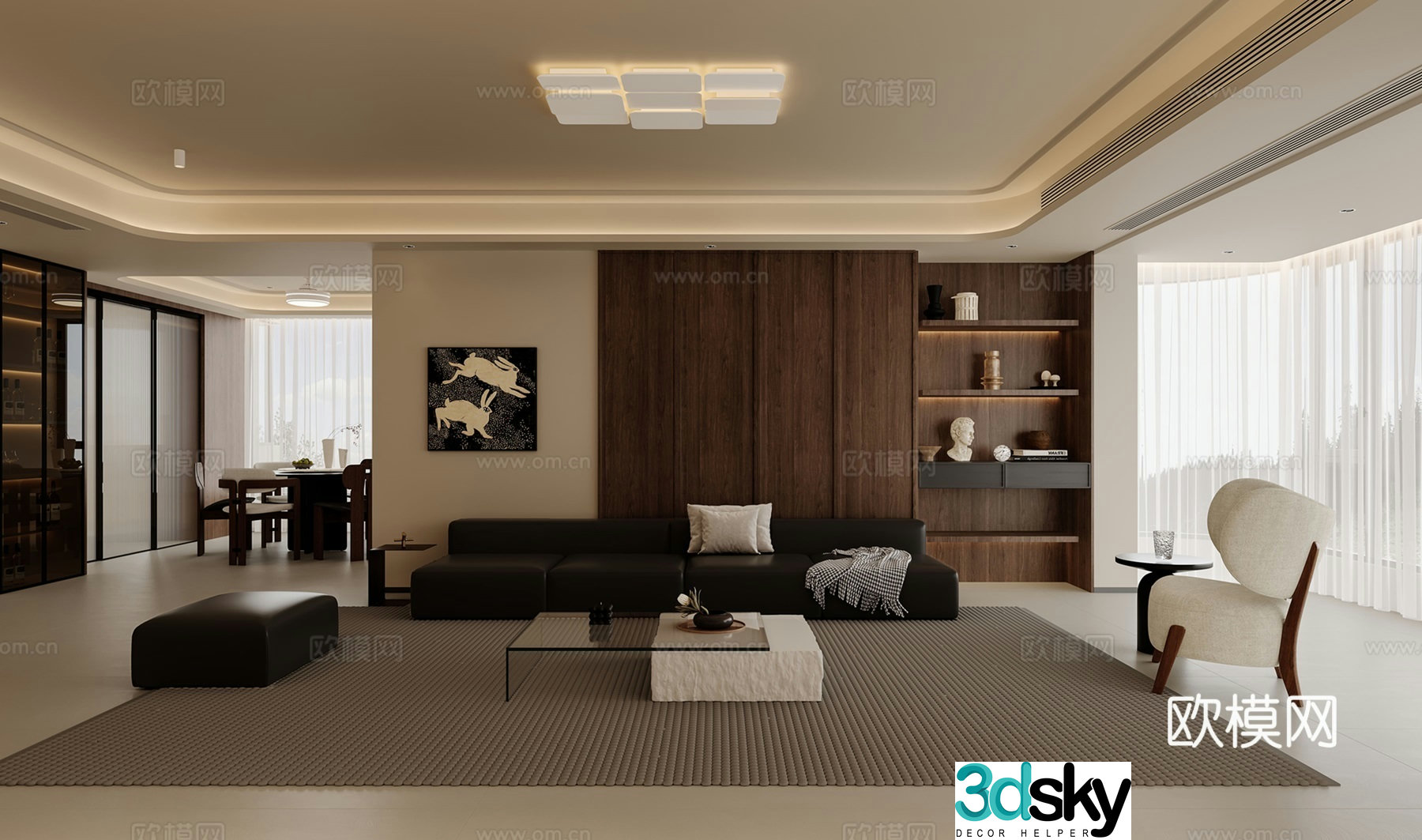 3D model of medieval style living room restaurant