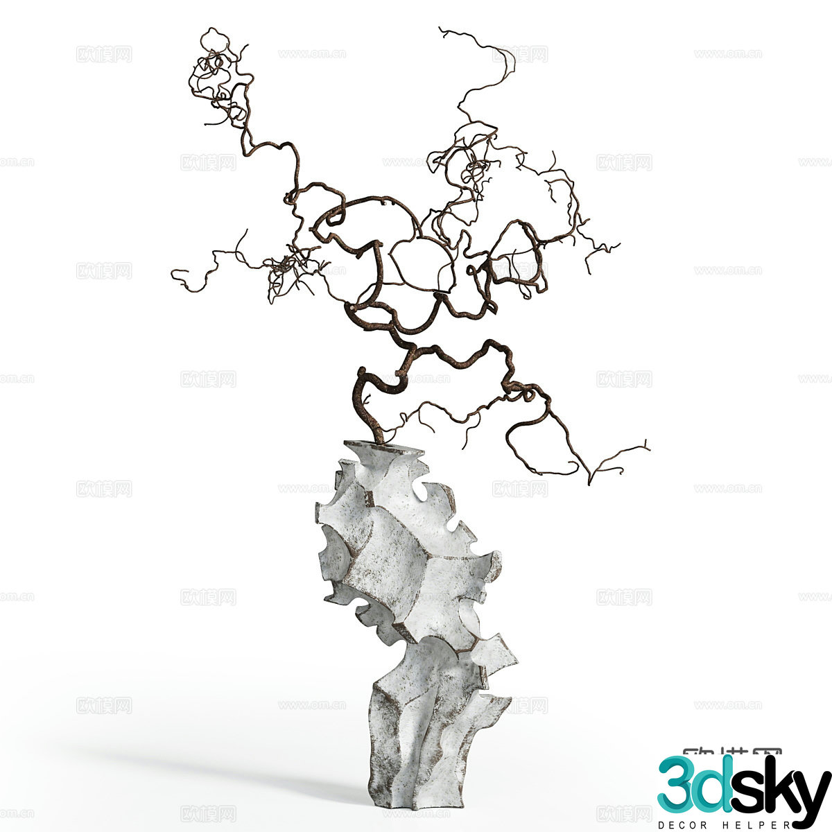 New Chinese style dry branch stone sculpture 3D model