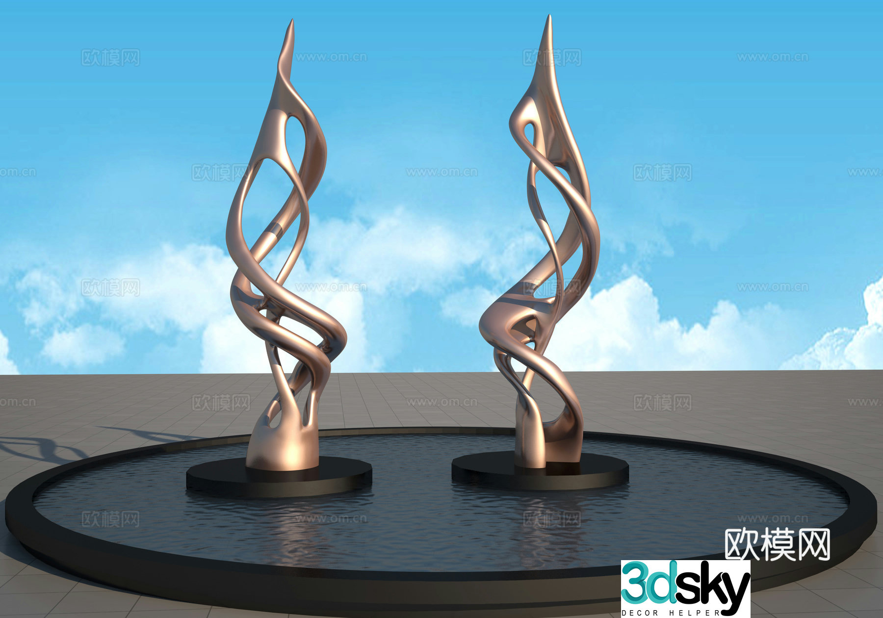Abstract Twist Ribbon Sculpture 3D Model