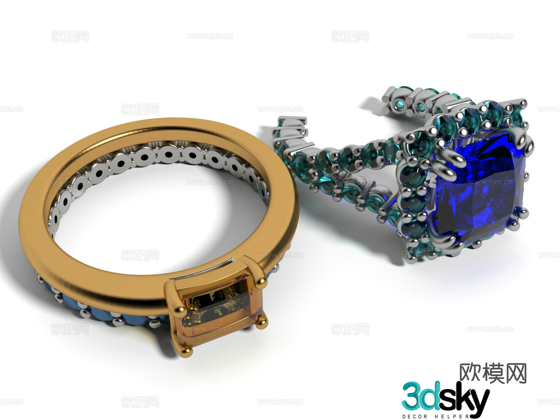 Modern style ring jewelry 3d model