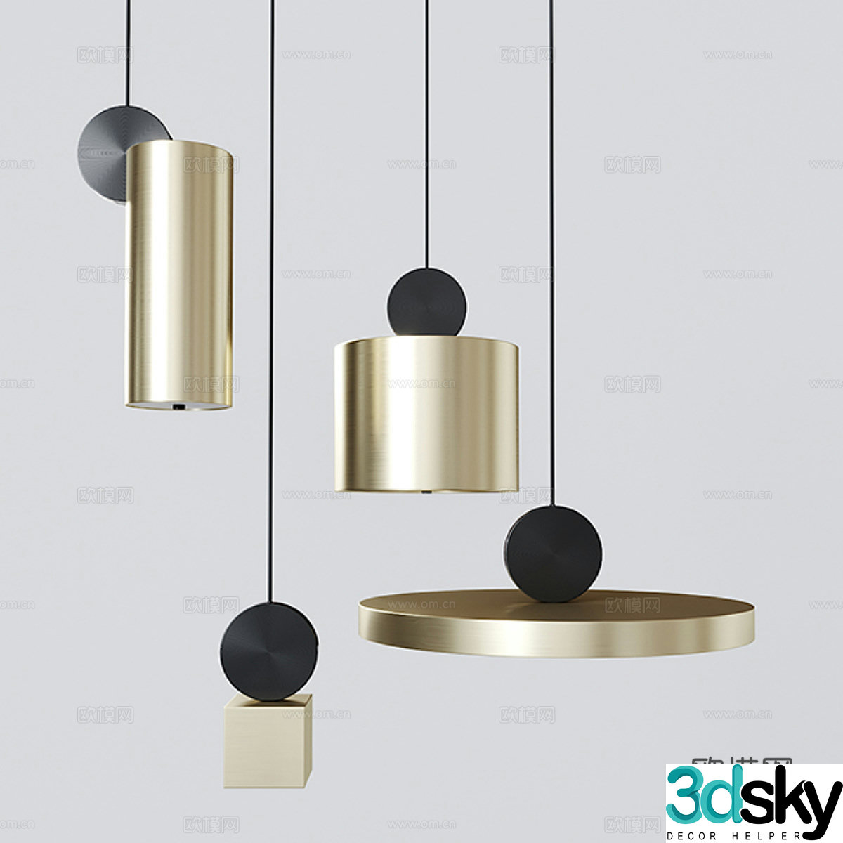 Modern Italian minimalist Calee hanging cable light 3d model