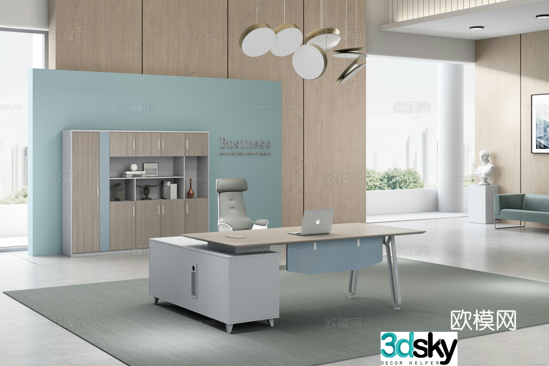 Working equipment office space office office area staff desk and chair 3d model