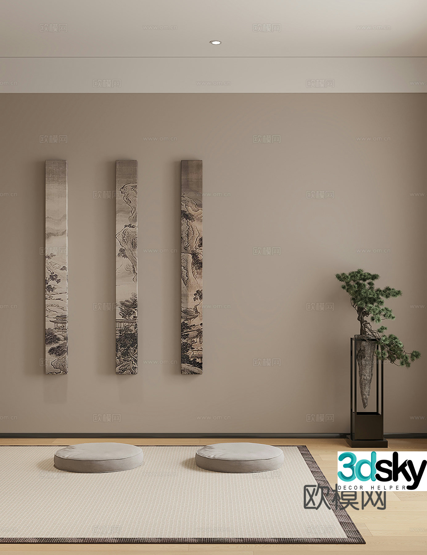 New Chinese-style meditation room 3D model