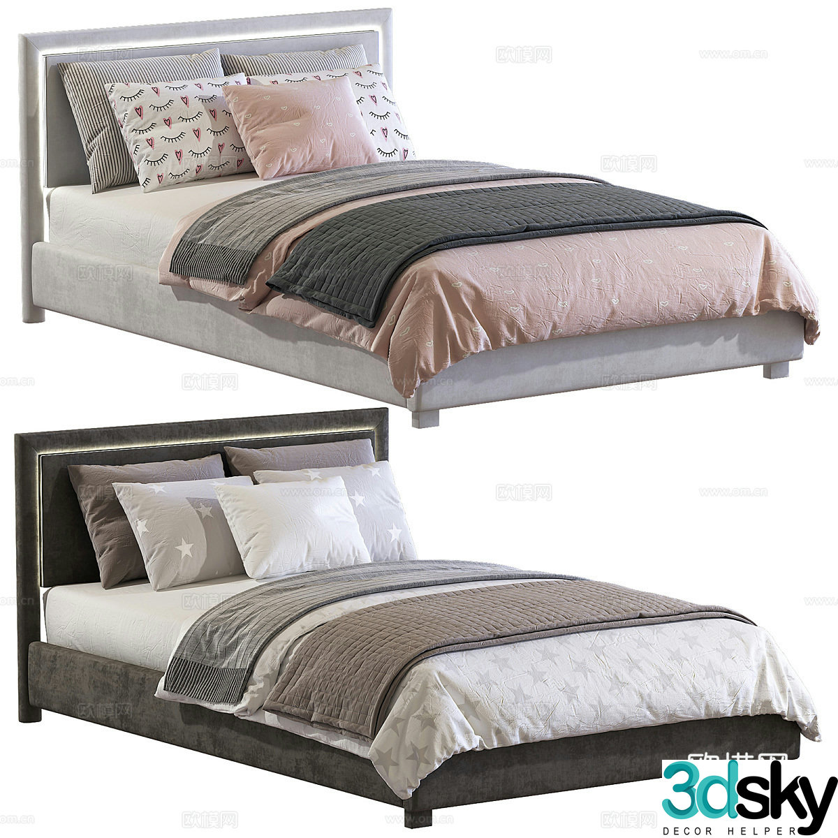 New Chinese style fabric children’s bed 3D model