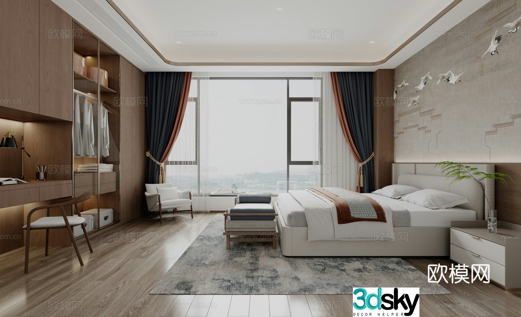 New Chinese bedroom 3D model