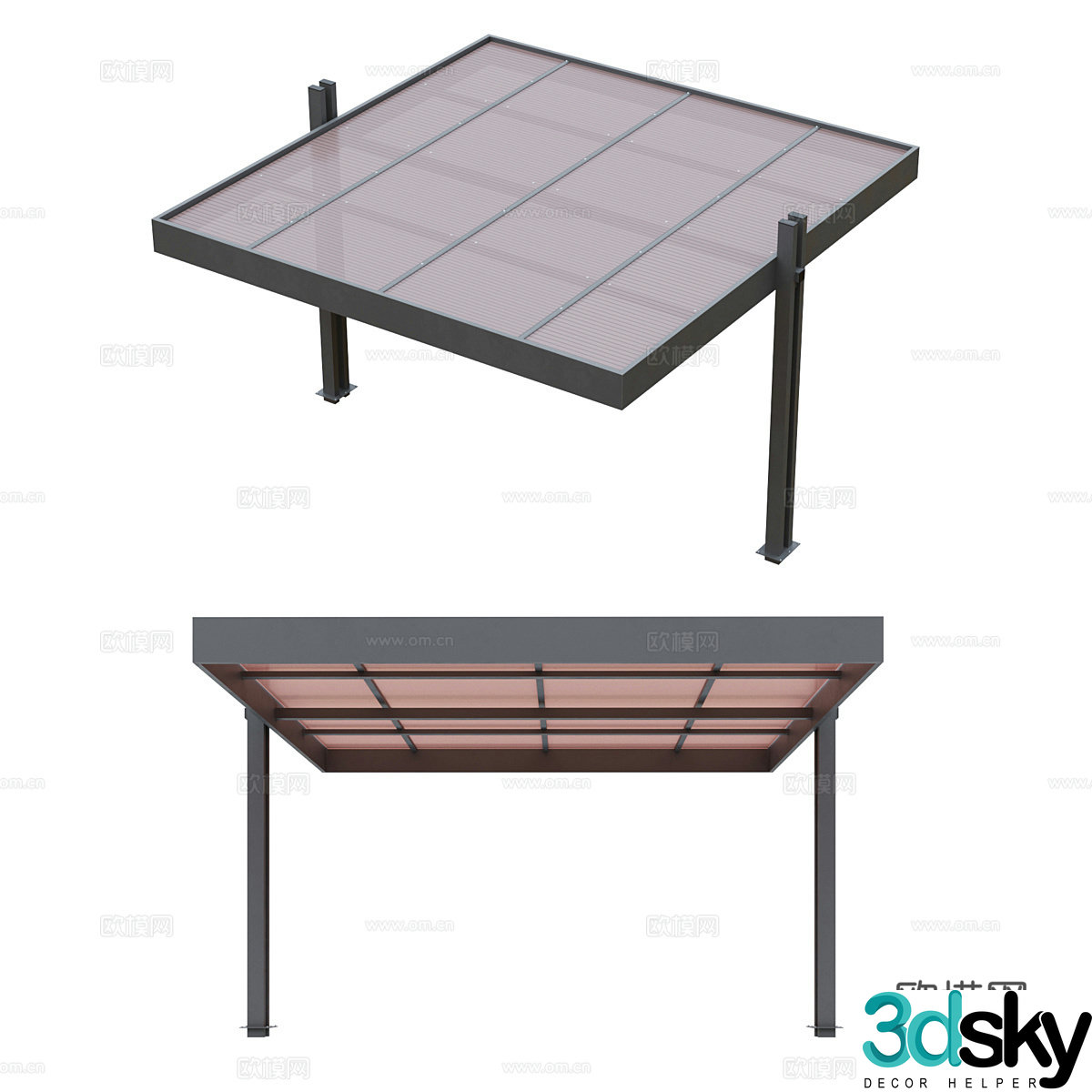 Modern polycarbonate carport 3d model