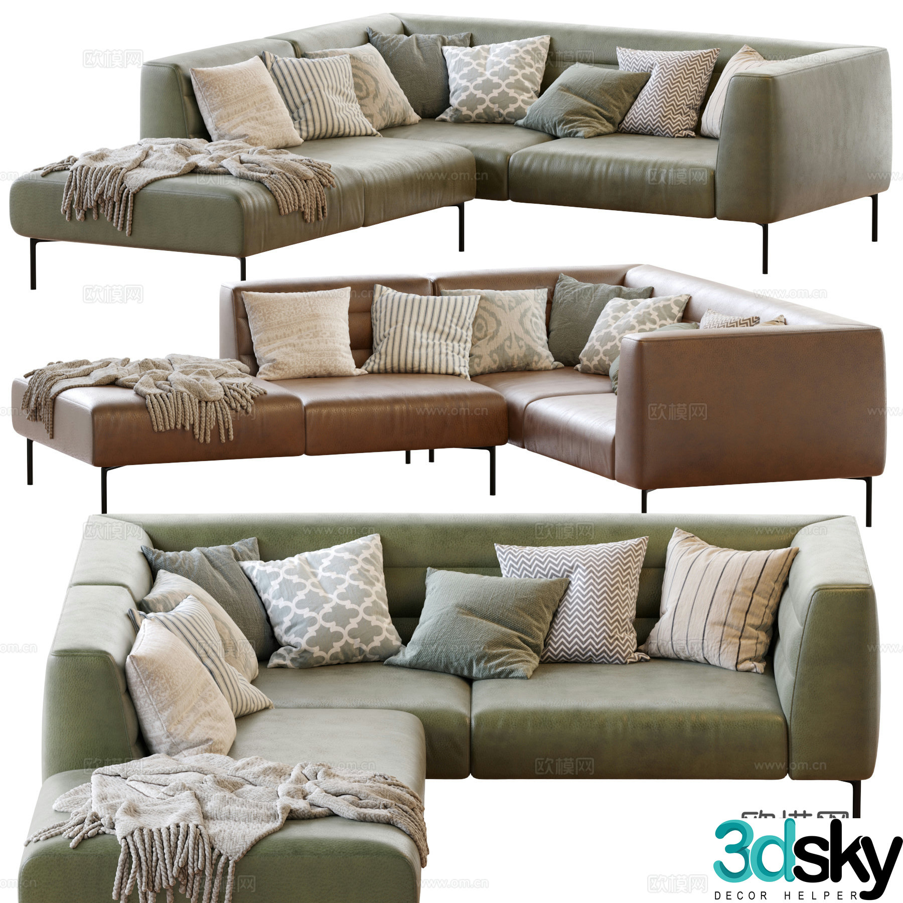 Modern Italian leather BOTERO Zanotta sofa 3d model