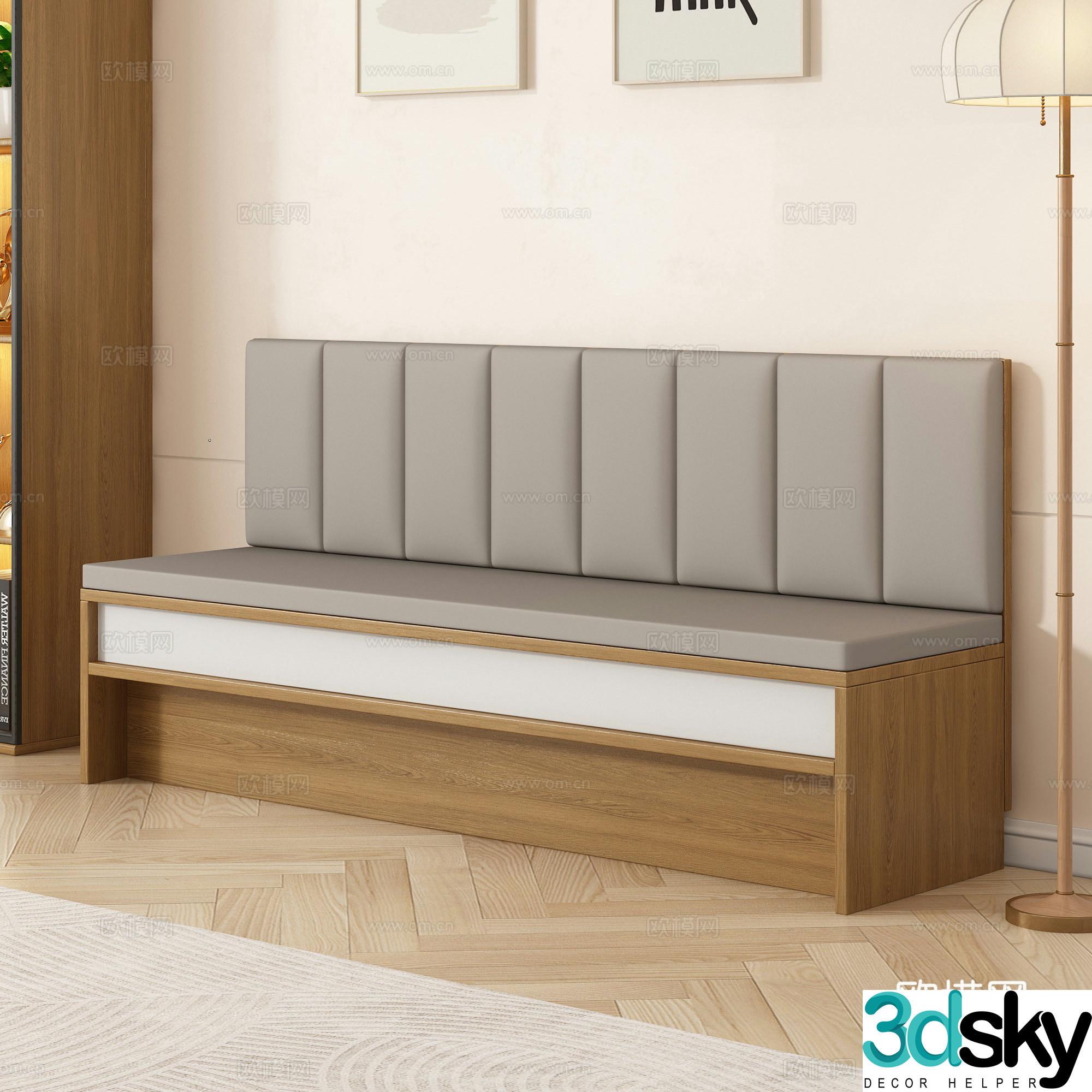 Sofa card solid wood soft bag storage sofa storage balcony cabinet coffee and milk tea shop sofa 3D model