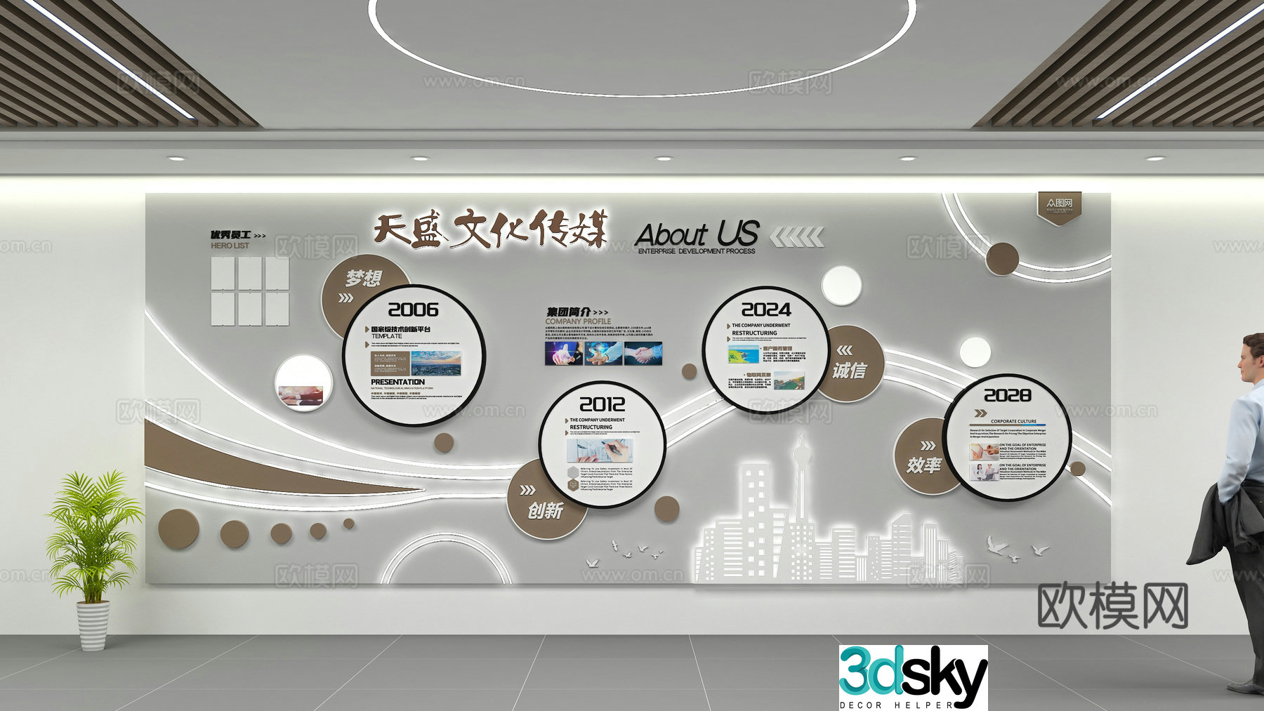 Corporate Culture Wall 3D Model
