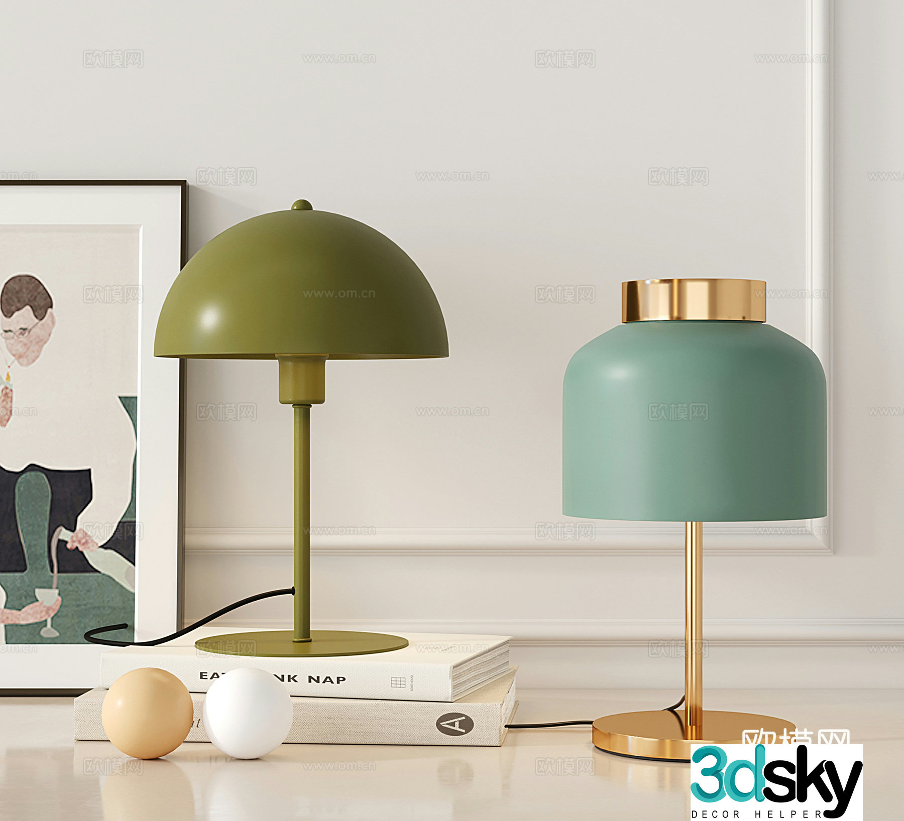 Modern cream wind table lamp Mushroom table lamp Bedside lamp 3D model