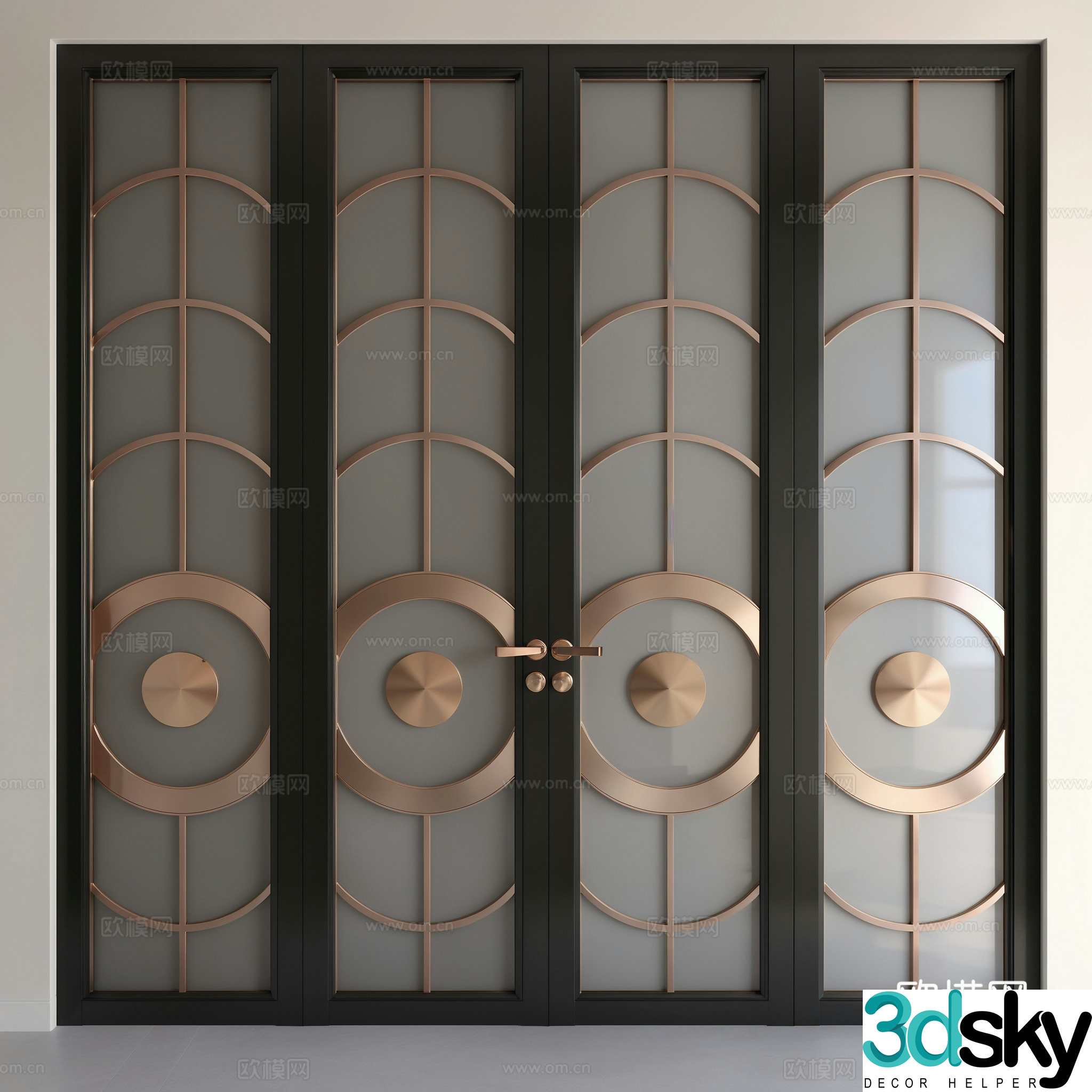 Modern minimalist sliding and pulling folding door 3D model