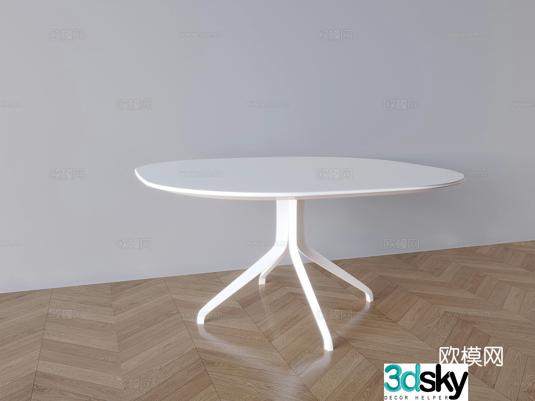 Nordic cream solid wood round table dining table chair tea table 3d model