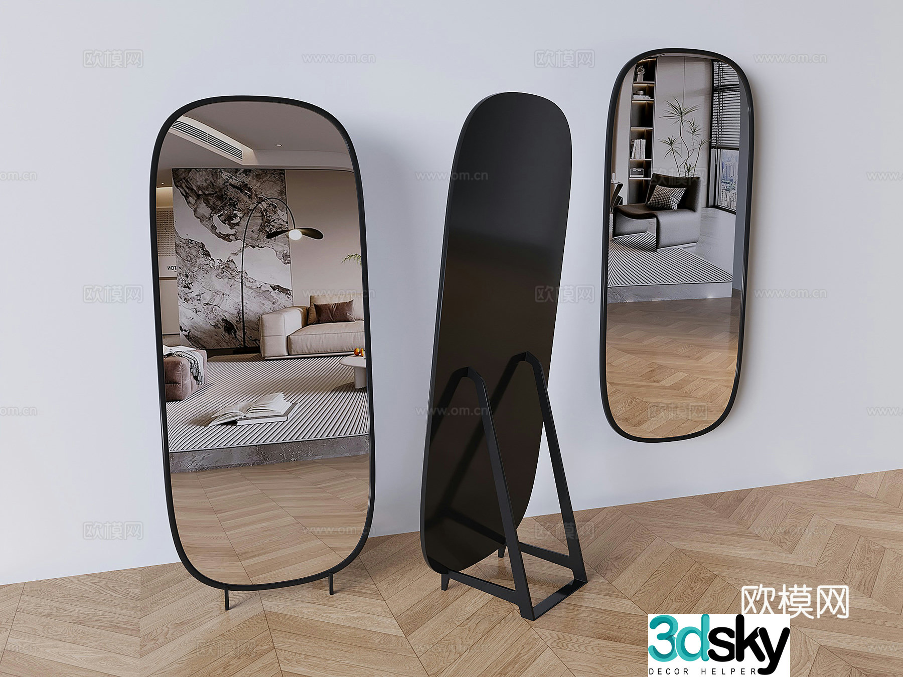 Mirror dressing mirror full body mirror floor-standing mirror decorative mirror 3D model