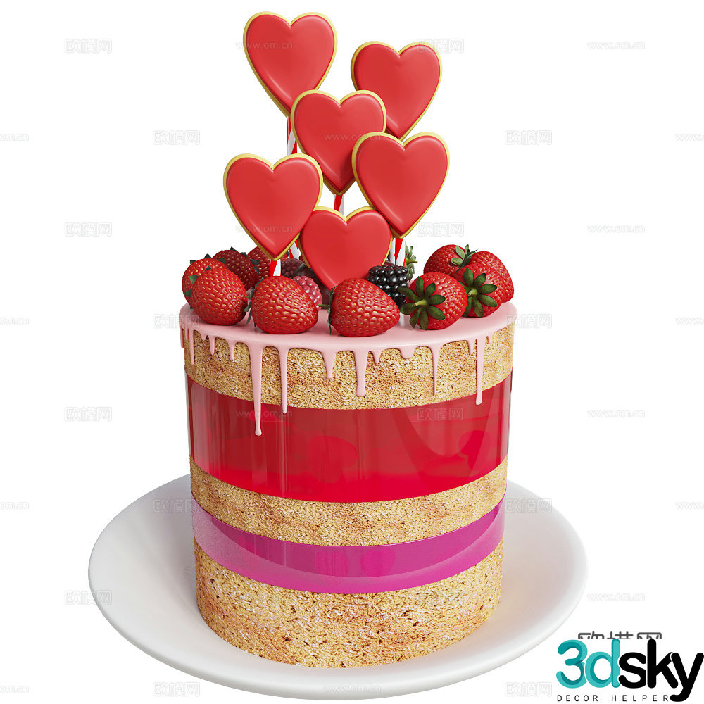 Strawberry cake 3d model