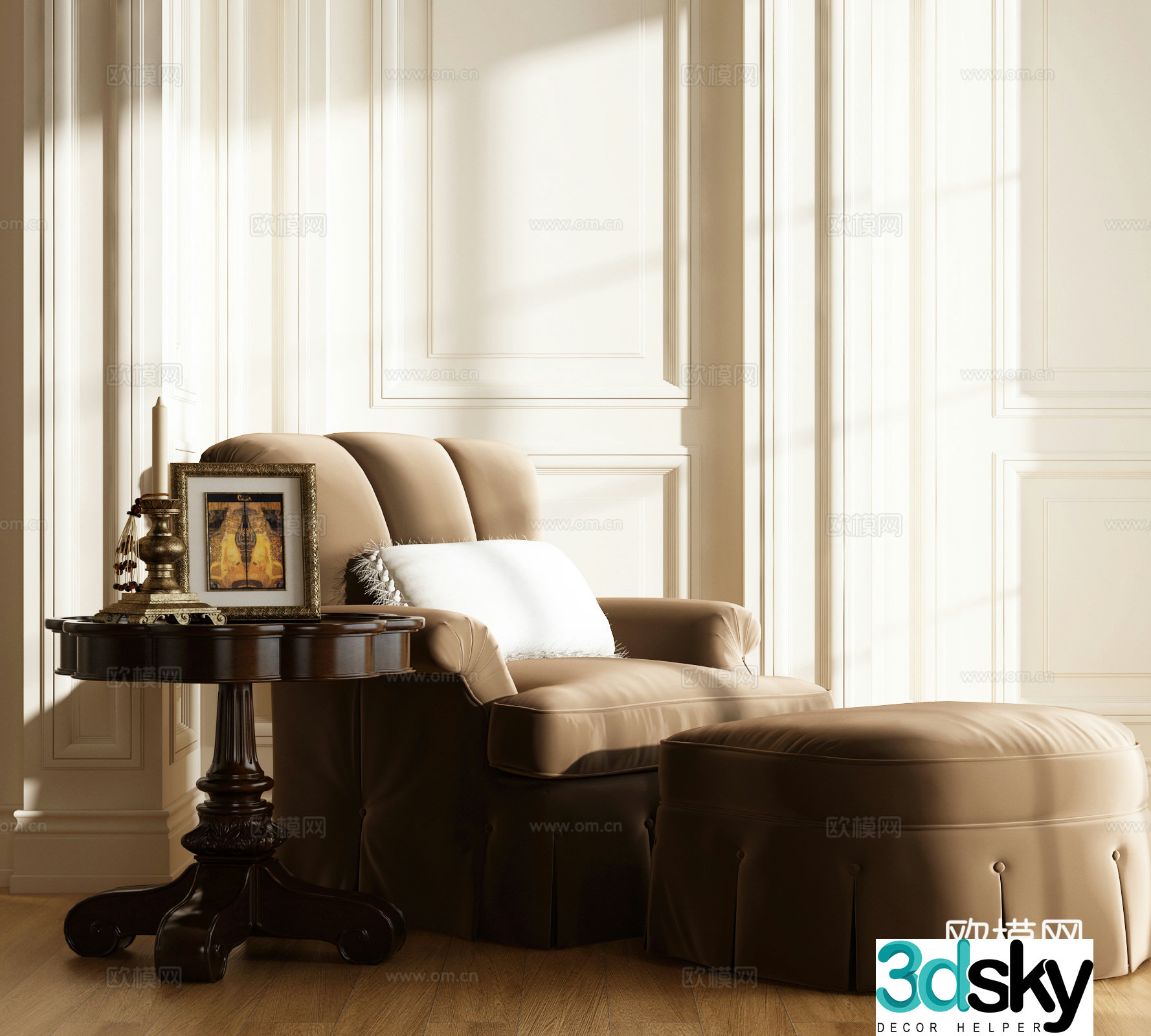 Modern French single sofa American sofa American single sofa combination 3D model
