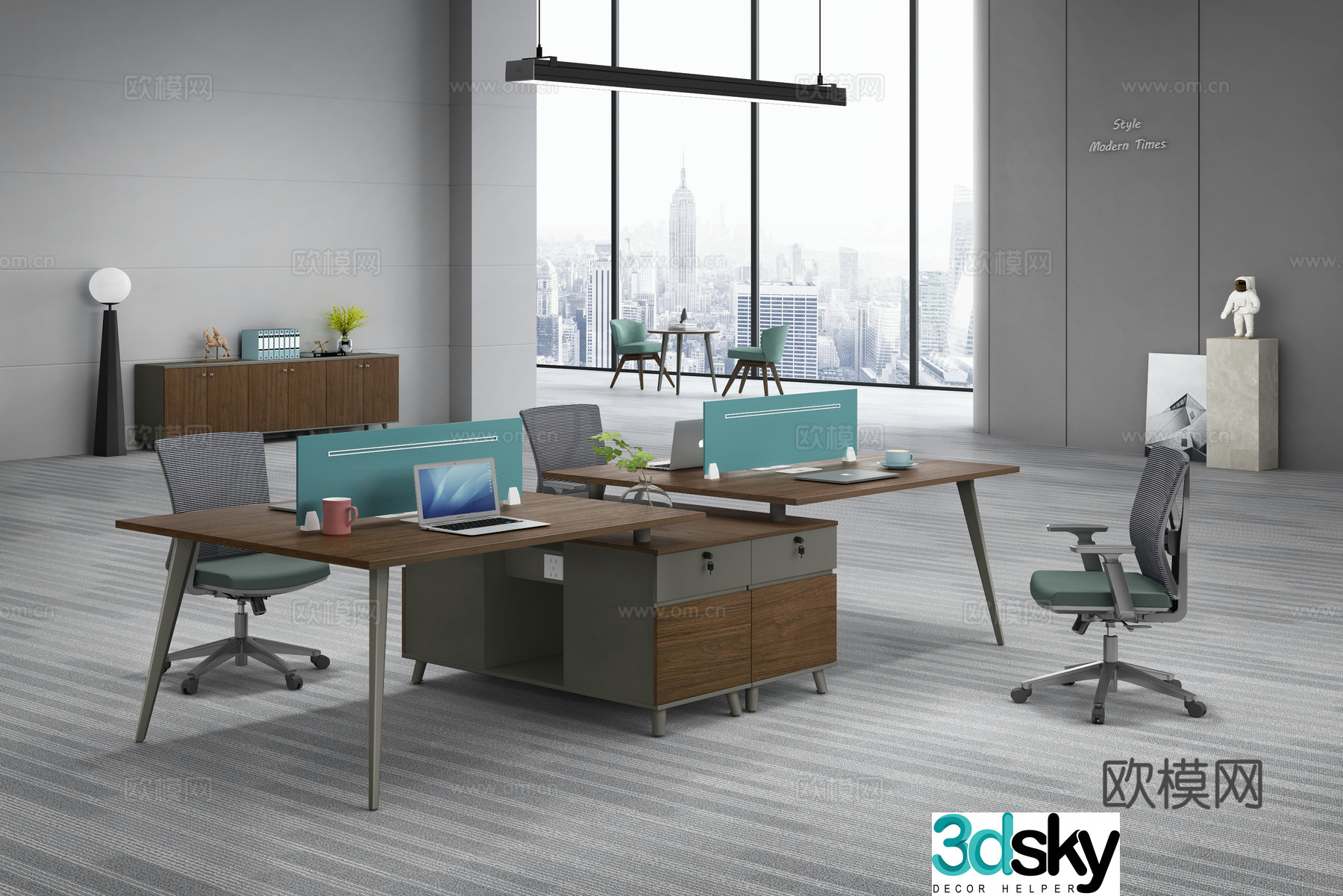 Working equipment office space office office area staff desk and chair 3d model