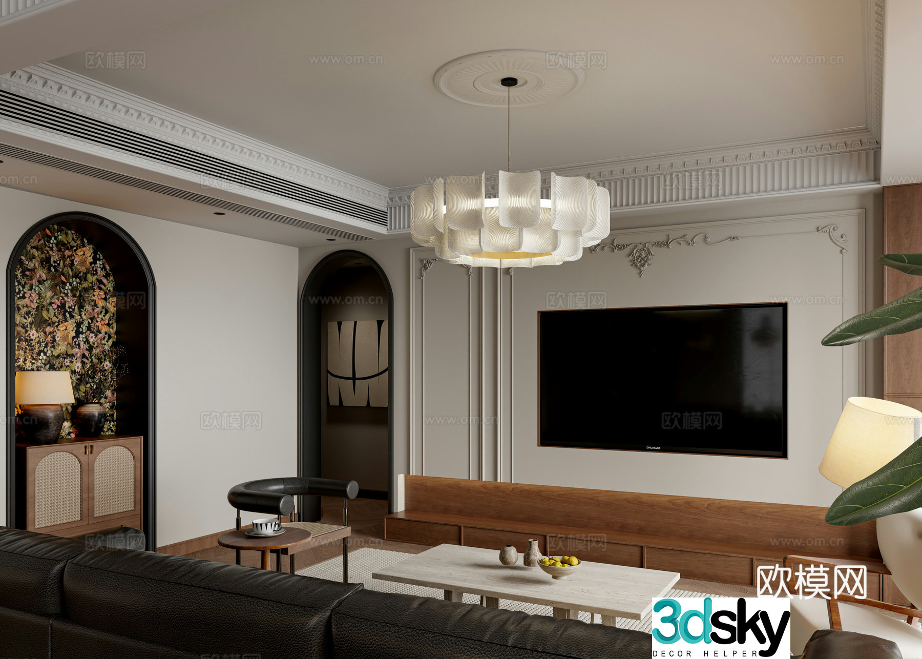 Middle-aged living room 3d model