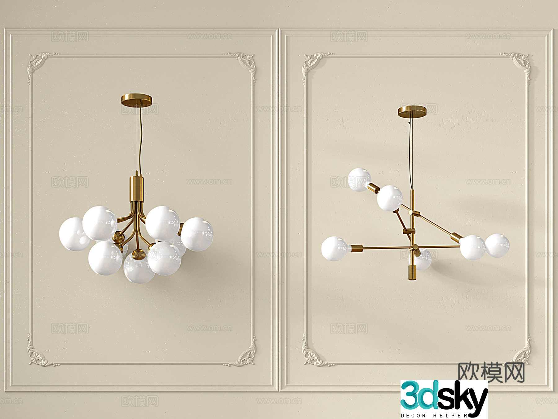 French light luxury chandelier living and dining chandelier magic bean pure copper chandelier metal chandelier spherical chandelier 3D model