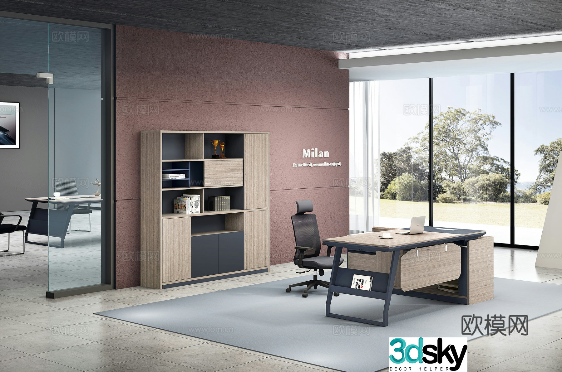 Working equipment office space office office area staff desk and chair 3d model