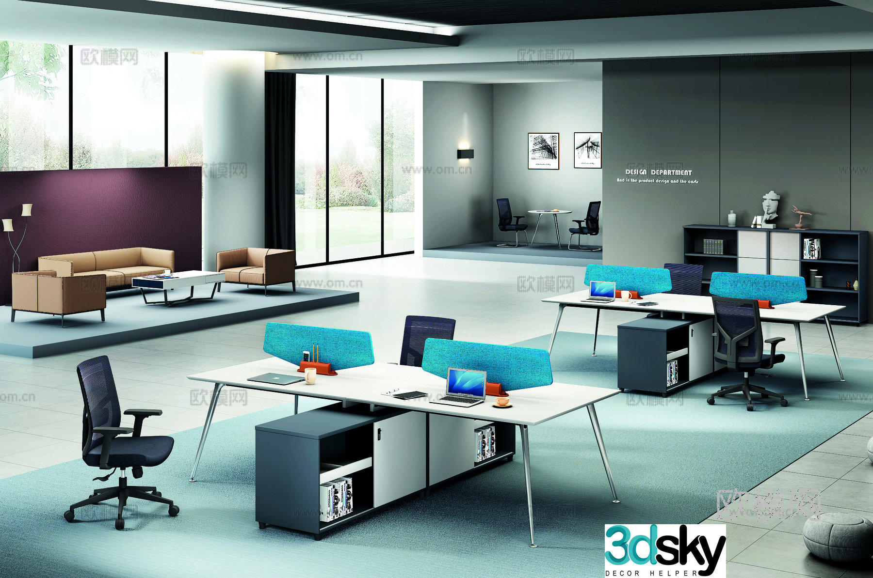 Modern public office 3d model