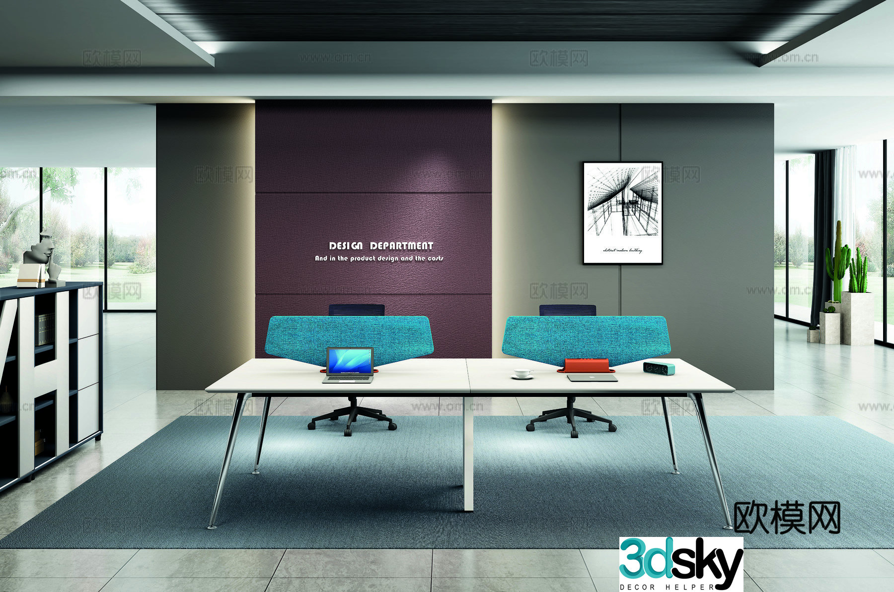 Modern public office 3d model