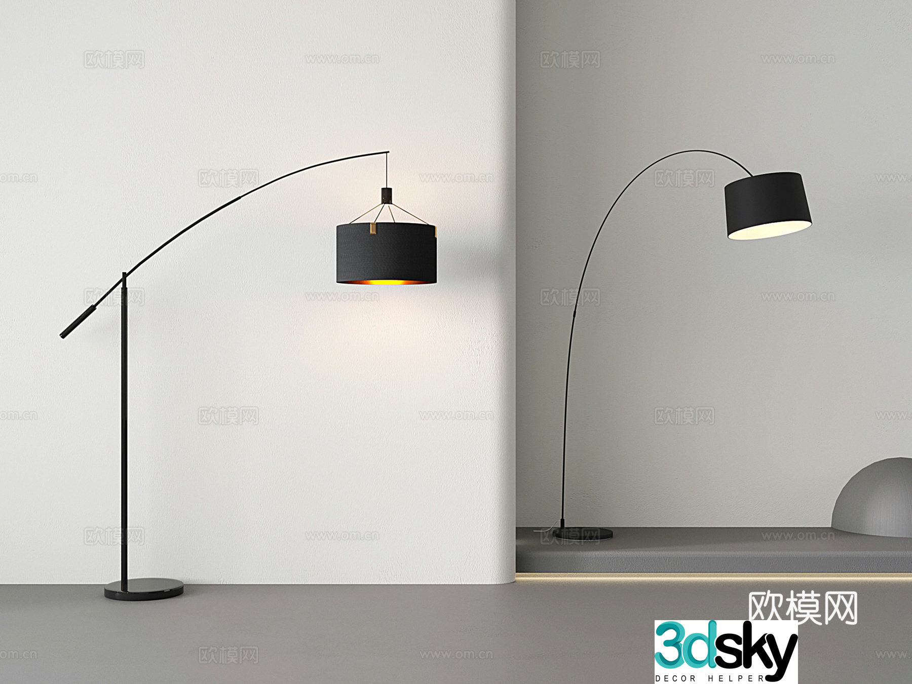 Modern fishing lamp Floor-standing lamp Retractable living room lamp Advanced sense vertical lamp Metal 3D model