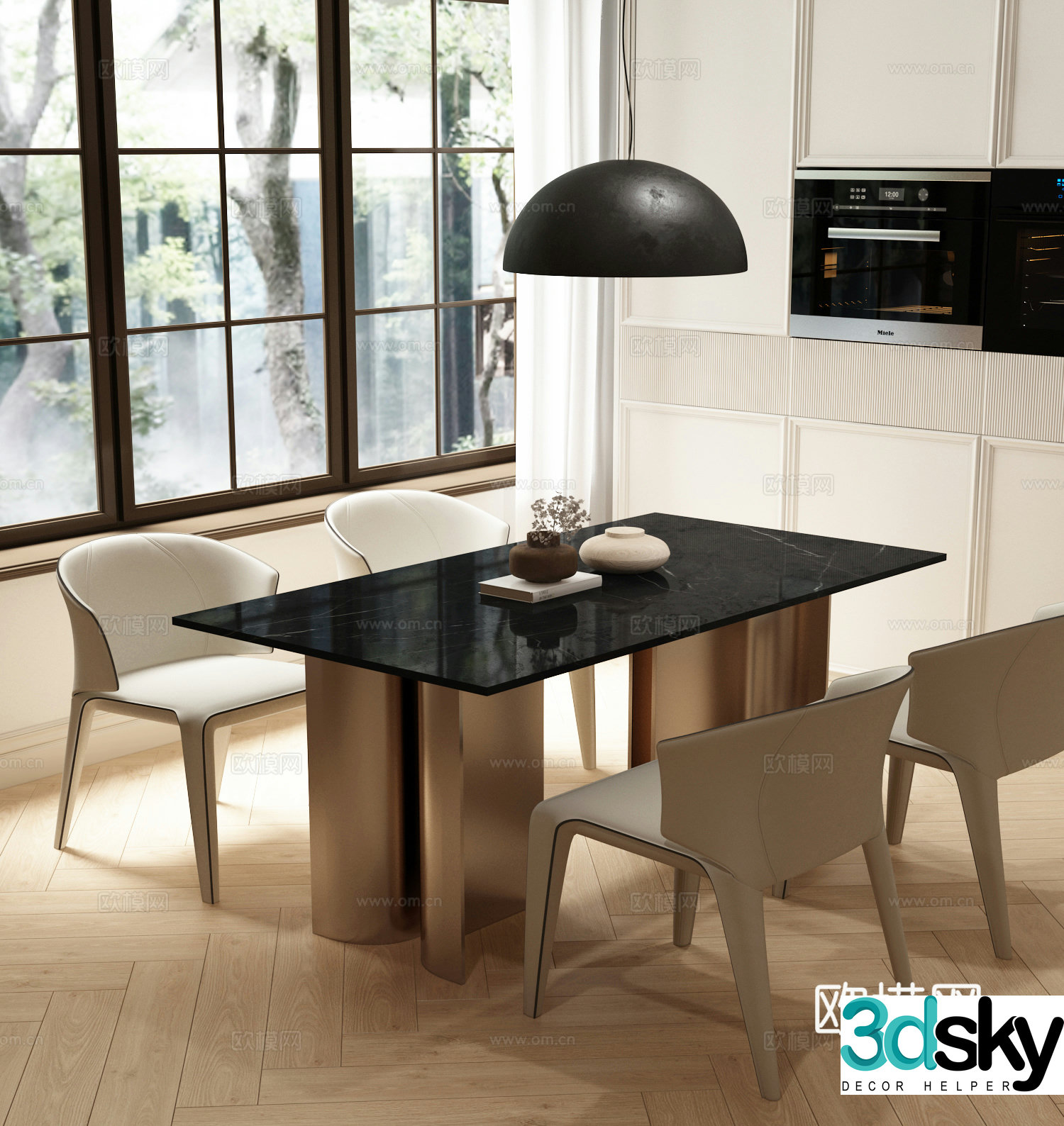 Modern light luxury dining table and chairs Modern Italian dining table and chairs Italian light luxury dining table and chairs 3D model