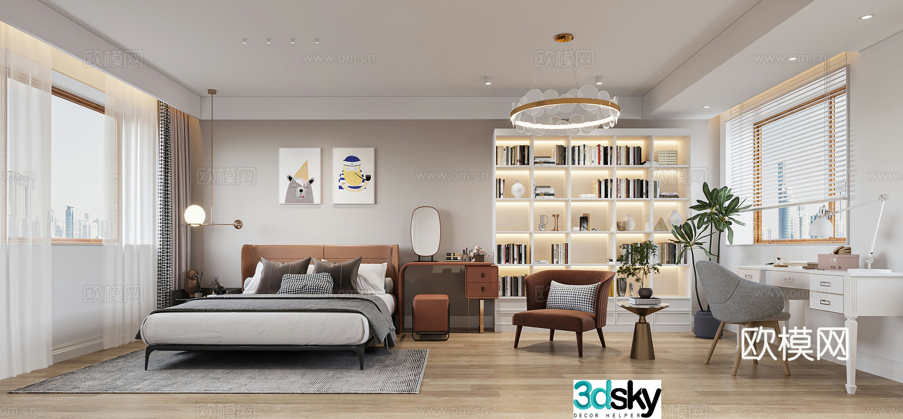 Simple European bedroom 3d model