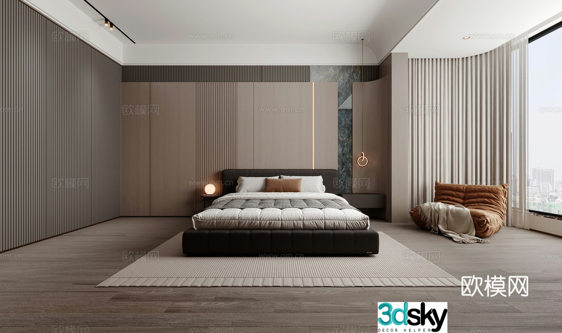 Modern master bedroom 3D model