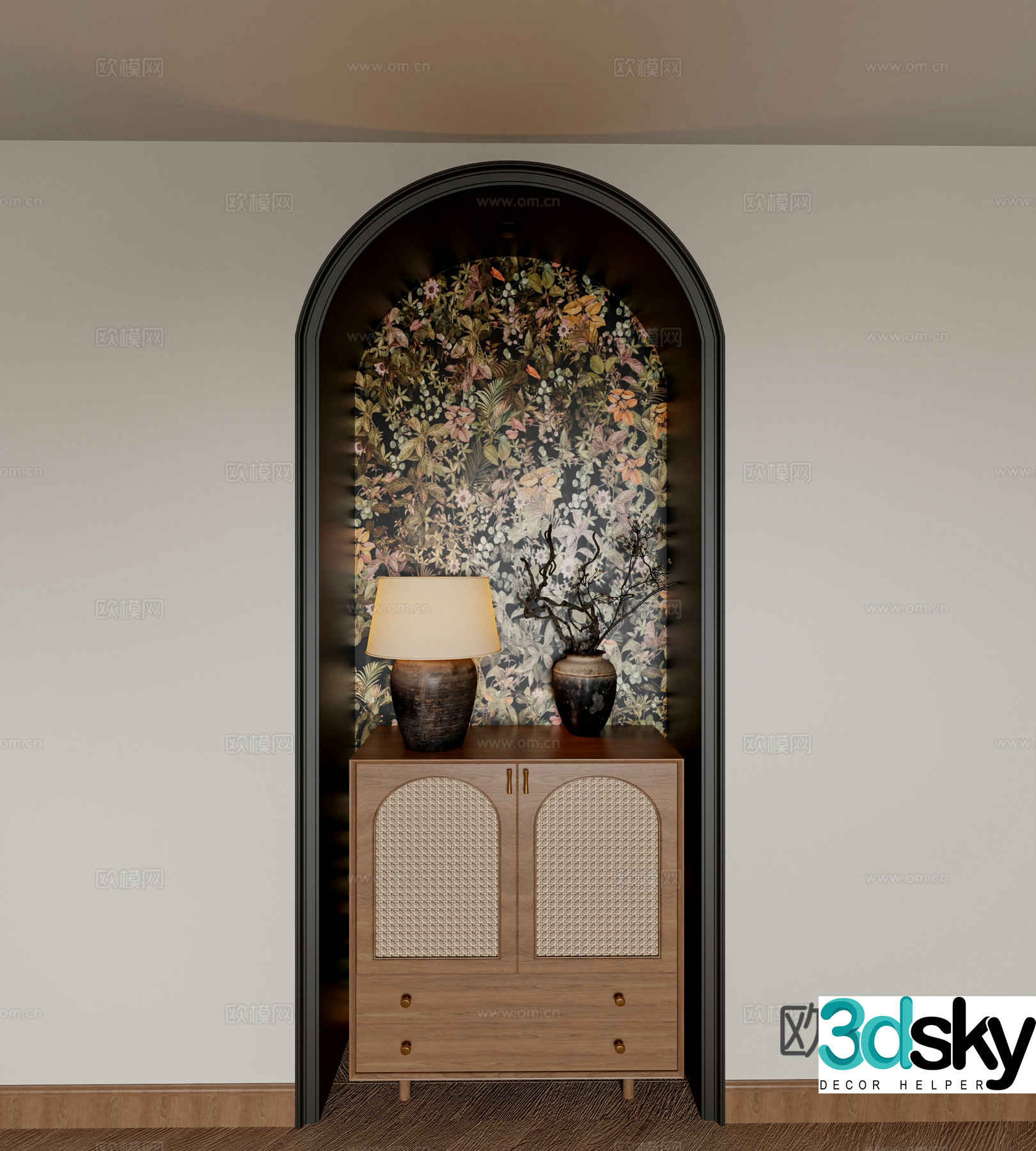 3D model of medieval style porch cabinet