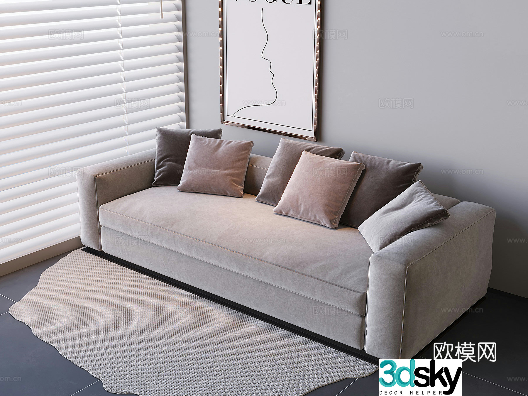Nordic fabric sofa pillow 3D model